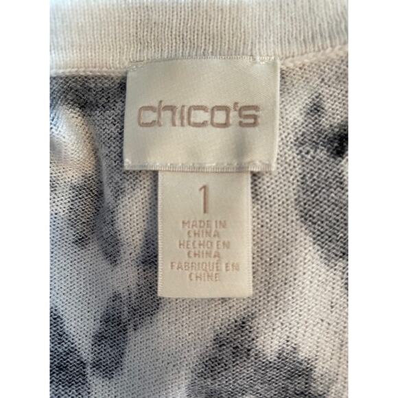 Chico's Size 1‎ (medium) Leopard Print Tunic Sweater Black & White - Picture 5 of 6